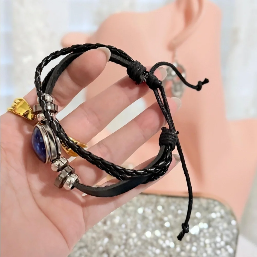 Black and Silver Virgo Zodiac Bracelet.